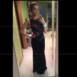 Black mesh Madison James prom dress